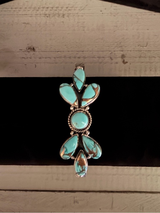925 Sterling Silver Jewelry - Mint Dahlia Turquoise and 925 Sterling Silver Cuff- Adjustable
